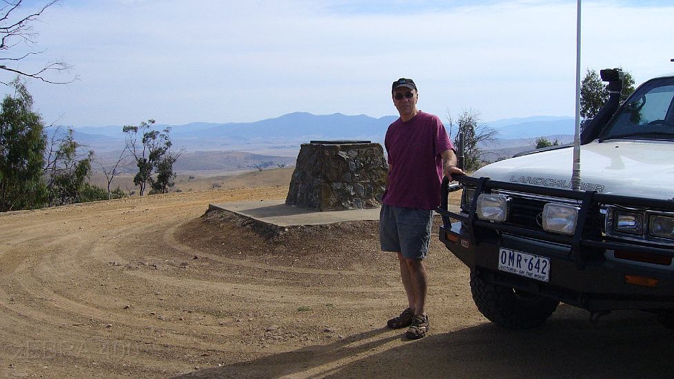 23-Laurie checks out the view from McMillans Lookout, north of Omeo.JPG